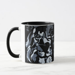 Svartvitt lejont mugg