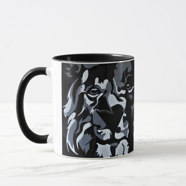 Svartvitt lejont mugg (Vänster)