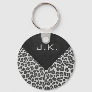 Svartvitt Leopardtryck för Monogram Nyckelring