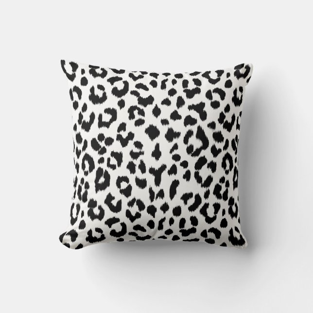 svartvitt leopardtryck med monogramen kudde (Framsida)