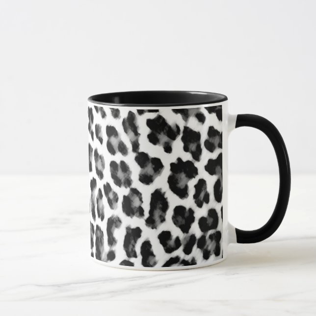 Svartvitt Leopardtryck Mugg (Höger)