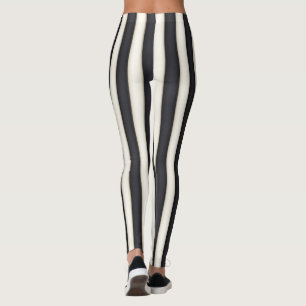 Svartvitt Lodrät Rand Funny Leggings