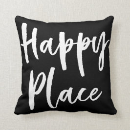 Svartvitt lyckligt ställe kudde