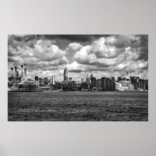 Svartvitt Manhattan Panoramic view Poster (Framsidan)