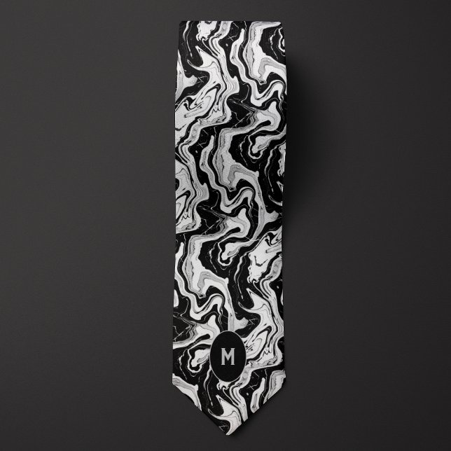 Svartvitt marmorerat monogram slips (Skapare uppladdad)