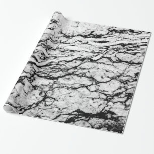 Svartvitt marmorstenmönster presentpapper