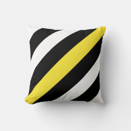 Svartvitt med gula randar kudde