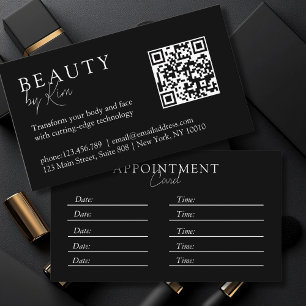 Svartvitt, Minimal, Elegant, Salon, QR-kod Tidsbeställning Kort
