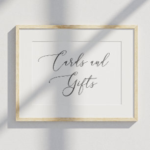 Svartvitt minimalistiskt Bröllop. Kort och gåvor Poster