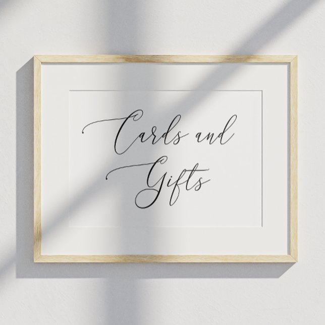 Svartvitt minimalistiskt Bröllop. Kort och gåvor Poster (Skapare uppladdad)