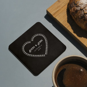 Svartvitt minimalistiskt gotiskt Bröllop Underlägg Papper