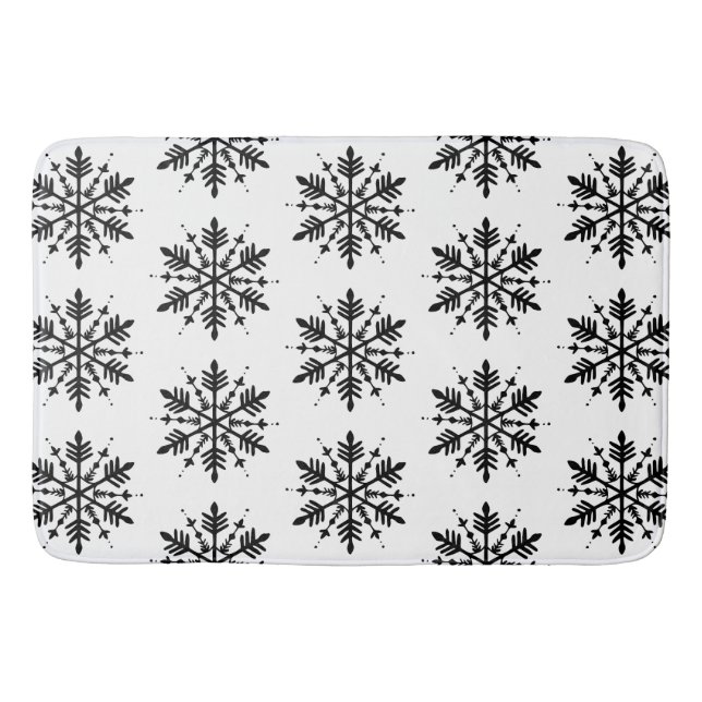 Svartvitt minimalistiskt grafiskt snurrande badrumsmatta (Framsidan)