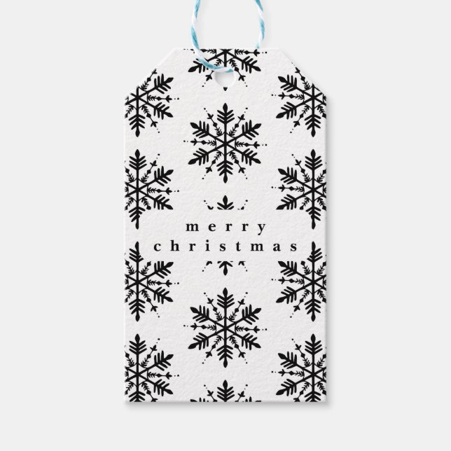 Svartvitt minimalistiskt grafiskt snurrande presentetikett (Framsidan)