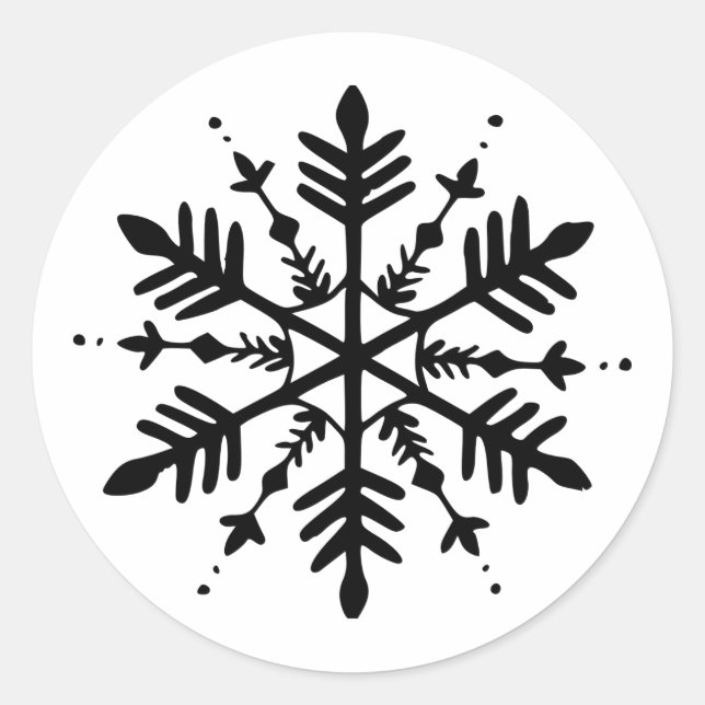 Svartvitt minimalistiskt grafiskt snurrande runt klistermärke (Framsida)