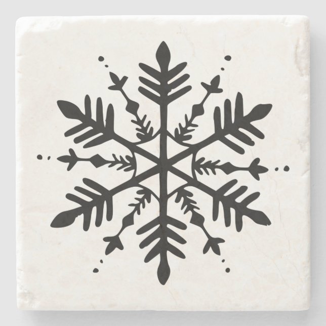 Svartvitt minimalistiskt grafiskt snurrande stenunderlägg (Framsidan)