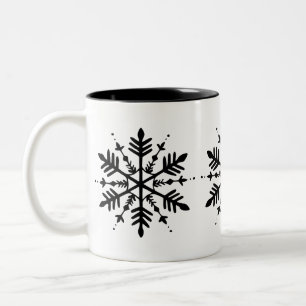 Svartvitt minimalistiskt grafiskt snurrande Två-Tonad mugg