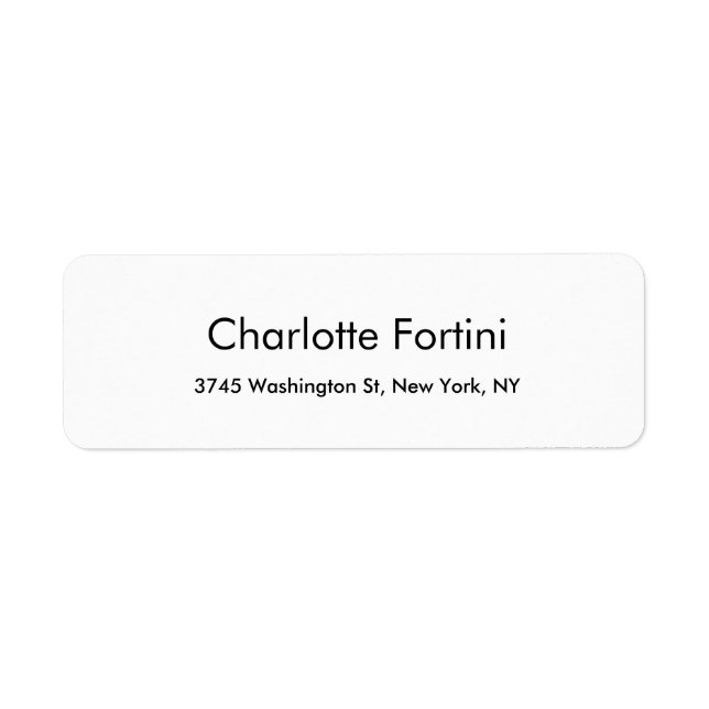 Svartvitt minimalistiskt med enkel Elegant Returadress Etikett (Framsidan)