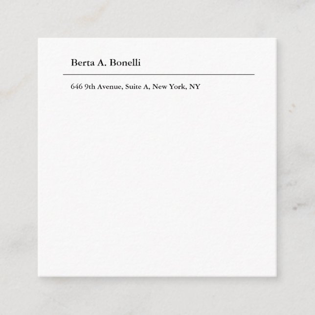 Svartvitt minimalistiskt modernt tilläggskort (Framsida)