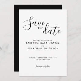 Svartvitt, minimalt Elegant bröllop spara datum Spara Datumet
