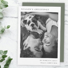 Svartvitt minimalt enkelt julfoto julkort