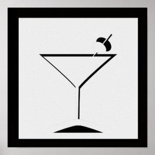 Svartvitt minsta Martini Art-utskrift Poster