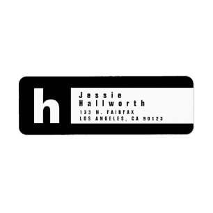 Svartvitt   Modern Returadress Etikett