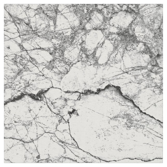 Svartvitt modernt Fauxmarmormönster Tyg (Närbild)