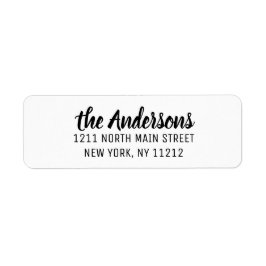 Svartvitt, modernt, grått, kursivt skript returadress etikett