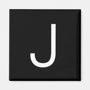Svartvitt, modernt, minimalistiskt Brev Magnet
