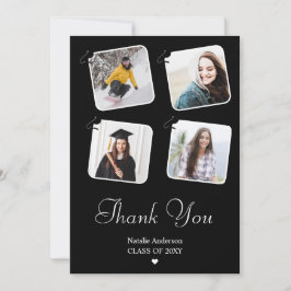 Svartvitt, modernt, minimalistiskt foto Studenten Tack Kort