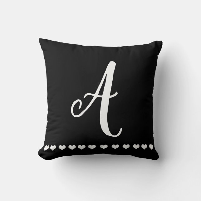 Svartvitt Monogram initialt Kudde (Framsida)
