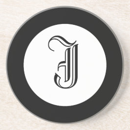 Svartvitt Monogram-Personlig Underlägg Sandsten