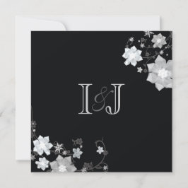 Svartvitt monogrammat Winter Wedding Inbjudningar