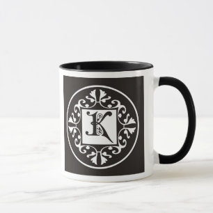 Svartvitt Monogrammed Mugg