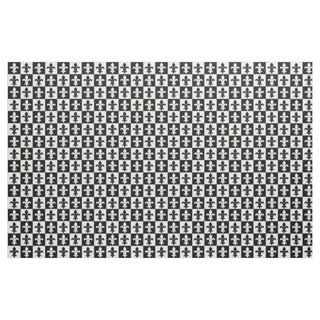 svartvitt mönster Fleur-de-lis Tyg (Yard)