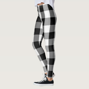 Svartvitt mönster för Lumberjackflanellpläd Leggings