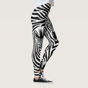 Svartvitt mönster för moderiktig zebra tryck leggings