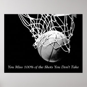 Svartvitt Motiverande Basketball-Poster Poster