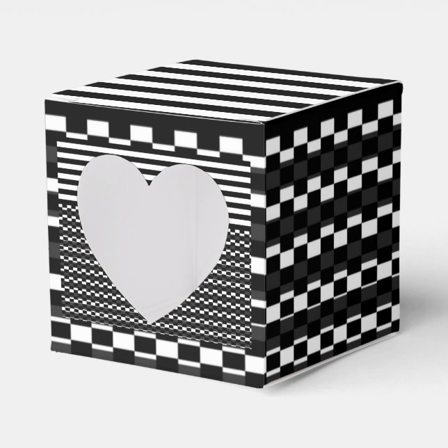 Svartvitt multiMönster Presentaskar (Framsidan Sidan)