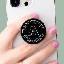 Svartvitt Namn-inledande popSocket