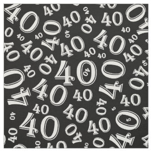 Svartvitt numrera mönster för typografi 40 tyg