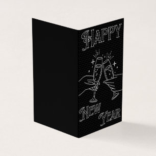 Svartvitt nyårskort 25 pk kort