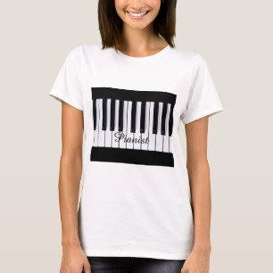 Svartvitt nyckelpiano tee