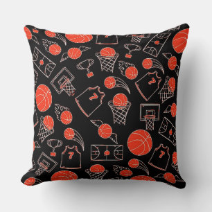 Svartvitt och Orange-baskettema Kudde