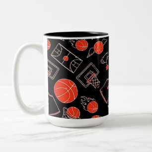 Svartvitt och Orange-baskettema Två-Tonad Mugg