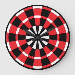 Svartvitt och rött Dartboard Stor Klocka