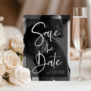 Svartvitt överlägg   Spara datum i foto Magnetisk Inbjudningskort