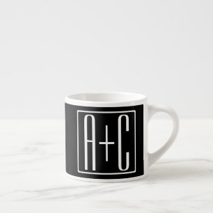 Svartvitt PAR INITIALER Espressomugg
