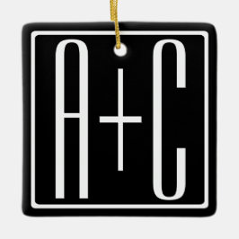 Svartvitt| Par Initialer Julgransprydnad Keramik