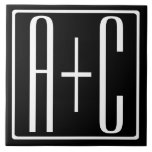 Svartvitt | PAR INITIALER Kakelplatta<br><div class="desc">Perfekt för ett dubbelt monogram eller till och med en logotyp.. Tack för ditt köp!</div>